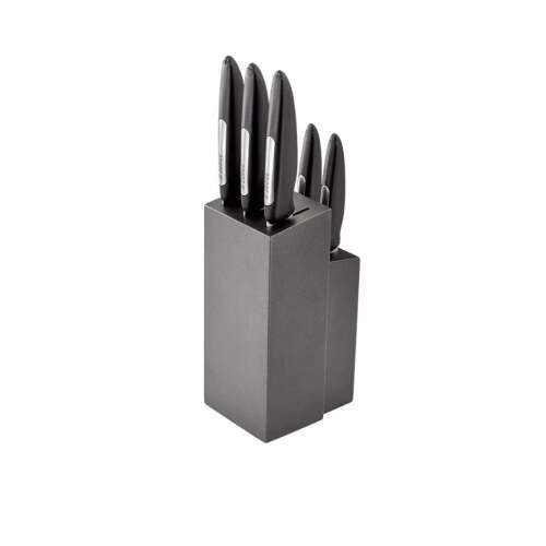 Judge Sabatier IP knife set with stand, black/silver