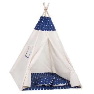Springos Kids Teepee Tent with Star Pattern, Blue and White - Teepee