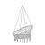 Angled view of Springos grey macrame hanging chair