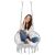 Springos grey macrame hanging chair with woman sitting