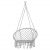Springos grey macrame hanging chair angled view isolated on white