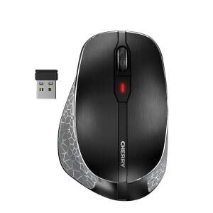CHERRY MW 8 ERGO wireless mouse, black, ergonomic design, 6 buttons, 3200 dpi, Bluetooth and USB connectivity - Peripheral