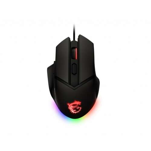 Myš MSI Clutch GM20 Elite Gaming, čierna, s RGB podsvietením, pohľad zhora