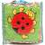 Packaged textile baby book and crib bumper toy with ladybug design