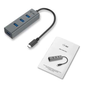 i-tec USB-C Metal 4 port hub, USB hub with 4 ports, USB-C hub, USB adapter, USB-C to USB adapter, USB-C hub for laptop, USB-C hub for tablet, USB-C hub for phone, USB-C hub for computer - I-Tec USB Hub