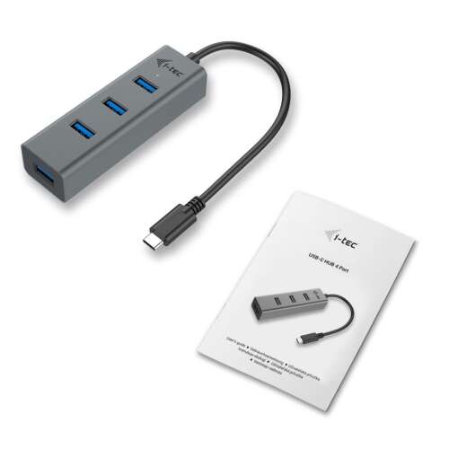 i-tec USB-C Metal 4 port hub, USB hub with 4 ports, USB-C hub, USB adapter, USB-C to USB adapter, USB-C hub for laptop, USB-C hub for tablet, USB-C hub for phone, USB-C hub for computer