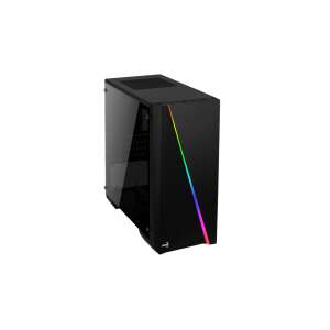 Czarna obudowa komputera Aerocool Cylon Mini TG z bocznym panelem ze szkła hartowanego, widok pod kątem - Aerocool Pokój komputerowy