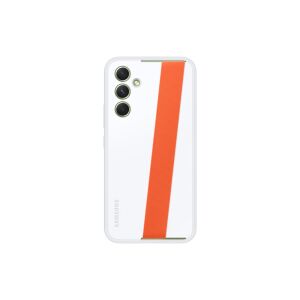 Samsung Galaxy A54 5G White Haze Grip Case with Orange Strap Back View - Phone Case