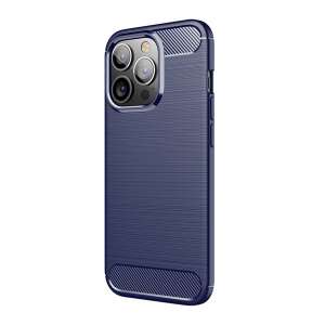 Sötétkék szilikon telefontok Apple iPhone 13 Pro-hoz, karbon mintával és légpárnás sarkokkal - Apple