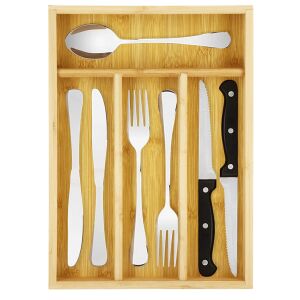 Springos bamboo cutlery holder filled with silverware - Cutlery holder