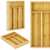 Bamboo cutlery organizer with 4 compartments for forks, knives, and spoons