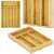 Bamboo cutlery organizer with 4 compartments for forks, knives, and spoons
