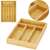 Bamboo cutlery organizer with 4 compartments for forks, knives, and spoons
