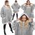 Springos Oversized Blanket Warm-up Top #grey 53629090