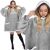Springos Oversized Blanket Warm-up Top #grey 53629090