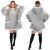 Springos oversized grey blanket hoodie front and back view