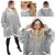 Collage of woman wearing Springos oversized grey blanket hoodie