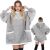 Springos oversized grey blanket hoodie front and back view