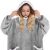 Woman wearing Springos oversized grey blanket hoodie