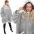 Springos oversized blanket hoodie in grey, wearable blanket with sleeves and hood, cozy and warm, perfect for relaxing