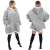 Springos oversized blanket hoodie in grey, wearable blanket with sleeves and hood, cozy and warm, perfect for relaxing
