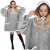 Springos oversized blanket hoodie in grey, wearable blanket with sleeves and hood, cozy and warm, perfect for relaxing