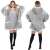 Springos oversized blanket hoodie in grey, wearable blanket with sleeves and hood, cozy and warm, perfect for relaxing