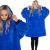 Collage of a woman wearing a blue Springos oversized hoodie blanket
