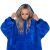 Springos Oversized Blanket Warm-up Top #blue-white 126769910