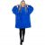 Woman wearing a blue Springos oversized hoodie blanket