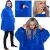 Collage of people wearing blue Springos oversized hoodie blankets