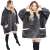Springos oversized blanket hoodie in graphite and white, worn by a woman, front and back view