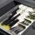 Springos cutlery organizer with knives and spoons in drawer, white and green