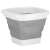 Springos foldable bucket in grey and white, unfolded and ready to use, with handle