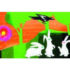 Diafilm Cei trei iepurași, ilustrație cu trei iepurași și o cioară - Filme diapozitive
