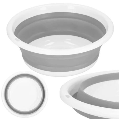 Springos Faltbarer Eimer, Grau und Weiß, Zusammenklappbares Design