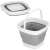 Springos 10L foldable bucket, grey and white, unfolded, multiple views
