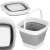 Springos 10L foldable bucket, grey and white, unfolded, multiple views