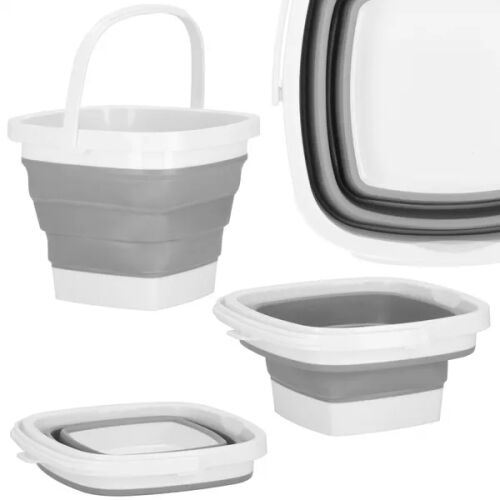 Springos Collapsible Bucket Collage, Folded and Unfolded Views