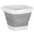 Springos 10L foldable bucket, grey and white, with handle, side view