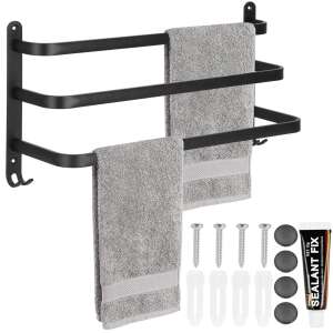 Springos aluminium towel rail 20x14,5x4cm #black 