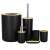 Springos black bathroom set with bamboo accents
