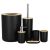 Complete Springos Black and Bamboo Bathroom Set