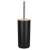 Springos black toilet brush holder with bamboo lid