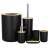 Springos black bathroom set with bamboo accents