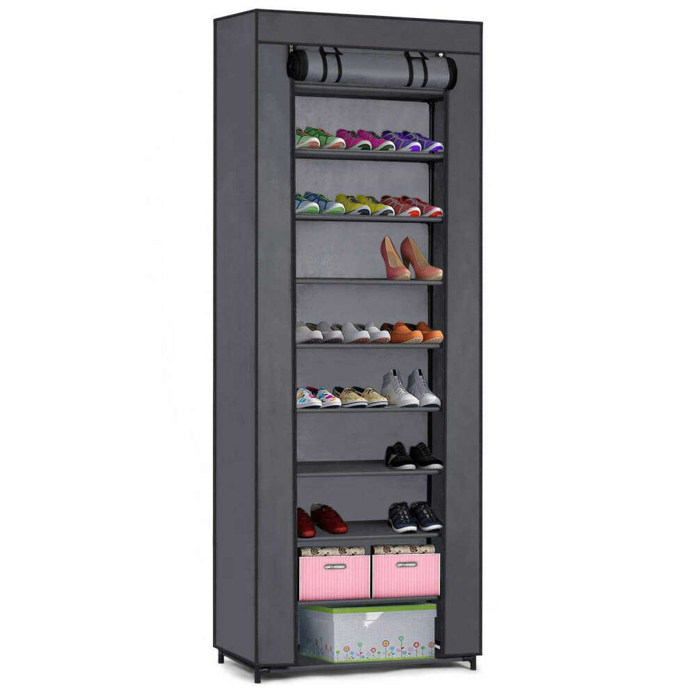 Massido textil Cipőtároló 10 polccal, 175x58x28cm - Grafit