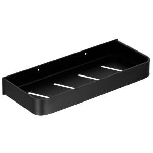 Springos black metal bathroom shelf, angled view - Bathroom shelf unit