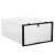 Springos clear plastic shoe box with black lid, for storing shoes
