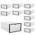 Springos clear plastic shoe boxes with black lids, for storing shoes, set of 10