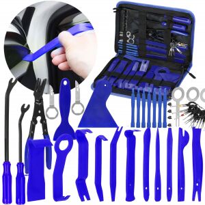 Springos car trim removal tool kit, in use, with case and tools isolated - Tool Set